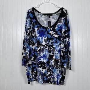 Lane Bryant Womens Dark Floral Button Up Knit Cardigan Size 3X Bloomcore NWT